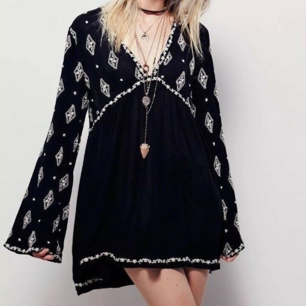 Free People Diamond Embroidered Tunic Dress